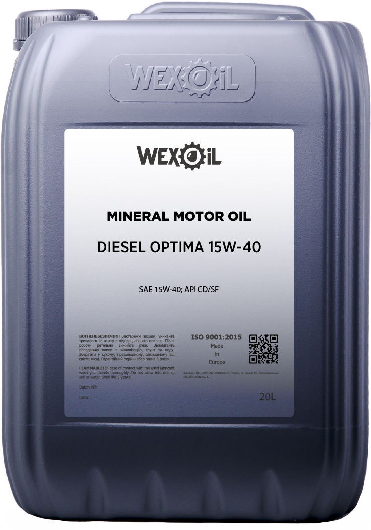 Мінеральна дизельна моторна олива Wexoil 15W40 Diesel Optima CD/SF (20 л)