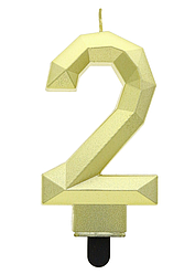 Свічка цифра GODAN-ГД Діамант 2, золота