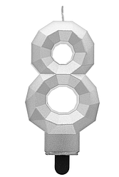 Свічка цифра GODAN-ГД Діамант 8, срібло