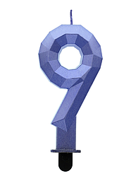 Свічка цифра GODAN-ГД Діамант 9, синя