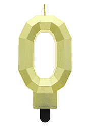 Свічка цифра GODAN-ГД Діамант 0, золота