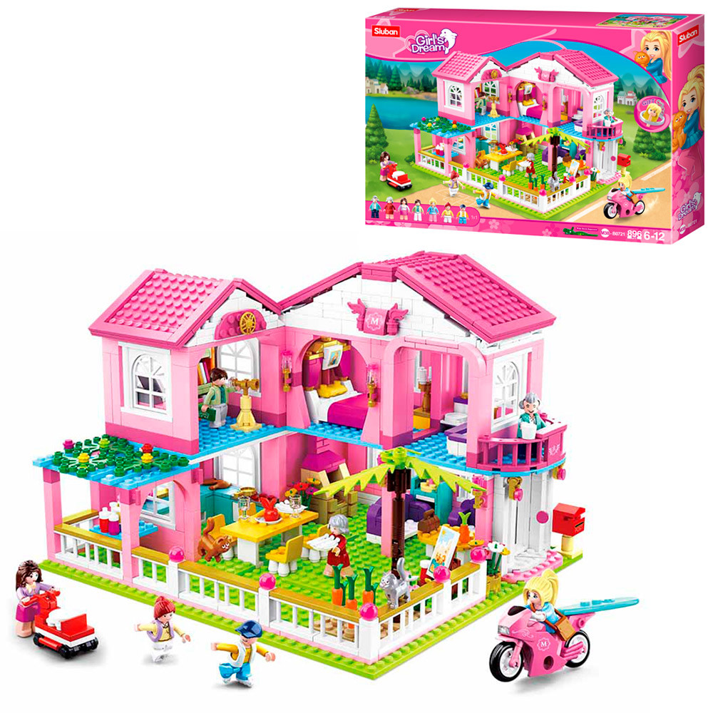 Конструктор SLUBAN Girls Dream Велика вілла (896 деталей, фігурки, транспорт) M38-B0721