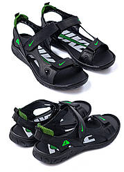 Чоловічі шкіряні сандалії Nike NS Green, Чоловічі шкіряні шльопанці, босоніжки чорні, Чоловіче взуття