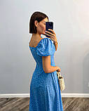 Блакитна літня сукня-бюстьє з розрізом із софту, фото 7