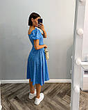 Блакитна літня сукня-бюстьє з розрізом із софту, фото 6