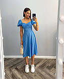 Блакитна літня сукня-бюстьє з розрізом із софту, фото 2