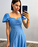 Блакитна літня сукня-бюстьє з розрізом із софту, фото 5
