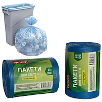 Пакеты для мусора 60л 100 шт, мусорные пакеты 60 литров, мешки под мусор прочные синие