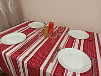 Праздничная тканая скатерть с орнаментом + 6 салфеток, 110*145см, Красный