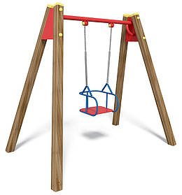 Гойдалка одинарна на дерев'яних стійках SiverSport ТЕ402М