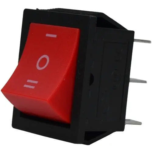 Перемикач широкий KCD-4, ON-OFF-ON, 6 pin, 15A, 220V, червоний