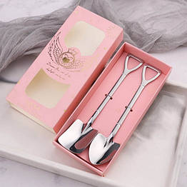 Десертні ложки CQ у формі лопати (2 шт., неіржавка сталь, Silver)