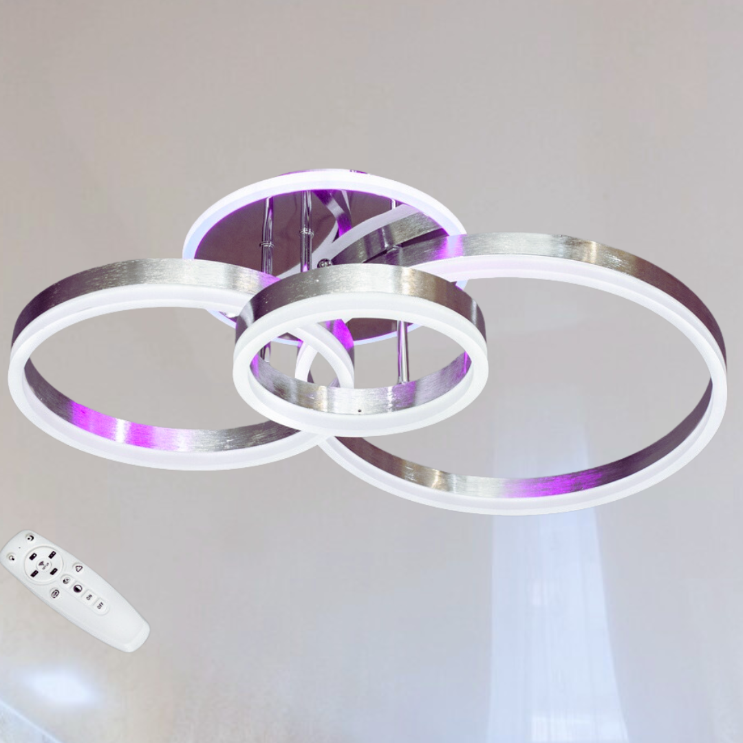 Хромована люстра Led з підсвіткою Diasha 90W до 20 м² колір Матовий хром 8174/3NEW HR 3color