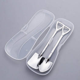 Ложки десертні CQ у формі лопати (2 шт., неіржавка сталь, Silver)