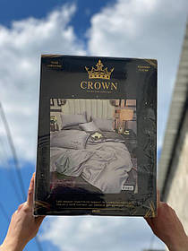 Євро комплект постільної білизни Сатин Бавовна-Crown світло сірий графіт