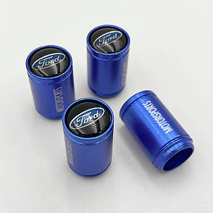 Захисні ковпачки на ніпеля Motosport Ford (Форд) 4 шт Блакитні, фото 2