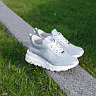 Блакитні літні шкіряні кросівки з перфорацією, фото 5