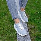 Блакитні літні шкіряні кросівки з перфорацією, фото 9