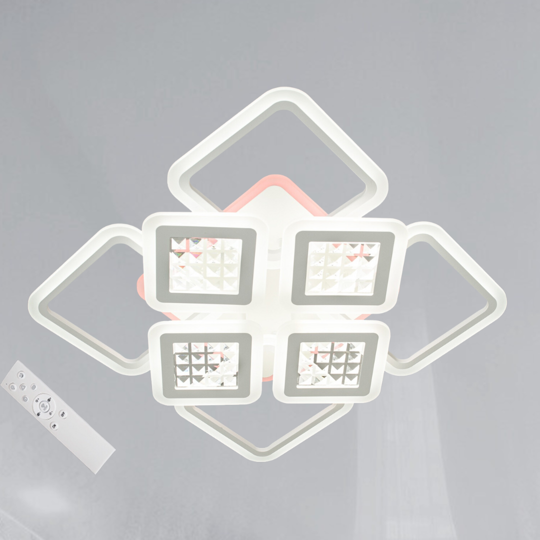 Яскрава Led люстра з квадратами Diasha 185W до 30 кв.м колір  MX2723/4+4A WH 3color