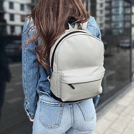 Рюкзак жіночий сірий із еко шкіри міський повсякденний 30х23х15 см