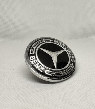 Знак на капот Mercedes-Benz, Емблема 55 мм на капот, чорний із сірим (KG-8096)