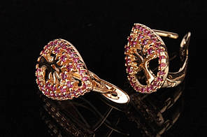 Жіночі сережки з камінням у формі краплі, золоті сережки з формою дерева з камінцями під золото XUPING