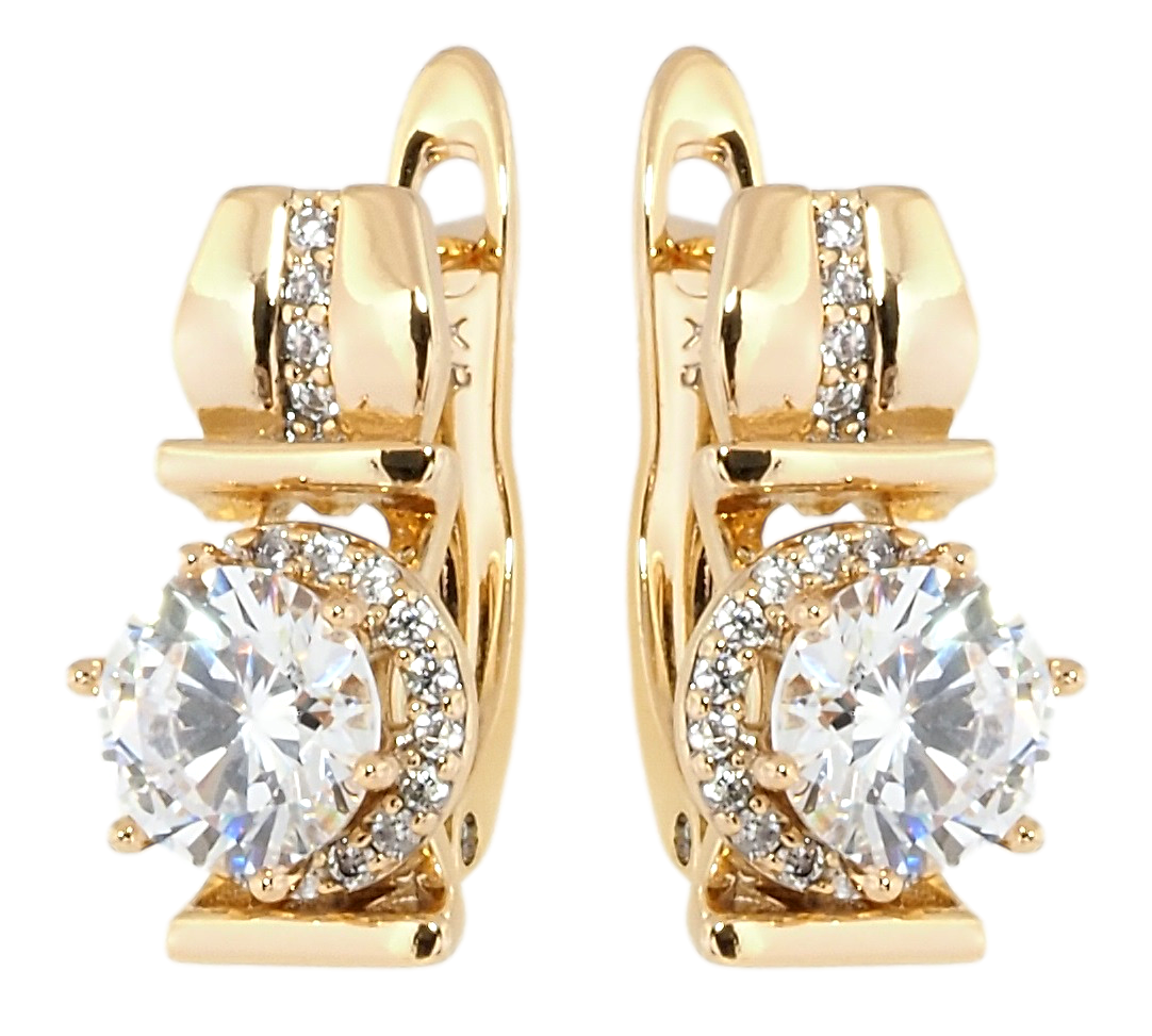 Сережки Xuping Позолота 18K англійський замок "Кришталевий блиск"