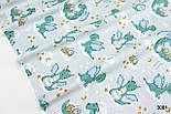 Дитяча тканина "Милі дракони та сплячі ведмедики" на сірому тлі No 3081, фото 3