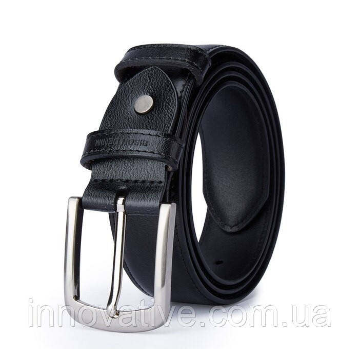 Ремінь чоловічий шкіряний Bison Denim W71738-3B (Чорний), фото 1