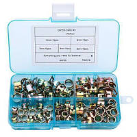 Хомут пружинний самозажимний 75шт для шлангів 6-10мм, набір, оцинкований метал, пластиковий кейс