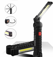 LED фонарь многофункциональный WorkLight W52-SMD+COB с магнитом и крючком