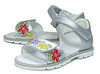 Ортопедичні босоніжки сандалі літнє взуття для дівчинки 357 срібні Казка р.25
