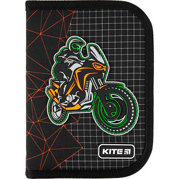 Пенал шкільний (1 відділення, 2 закоти) Kite Education Motocross K21-622-2