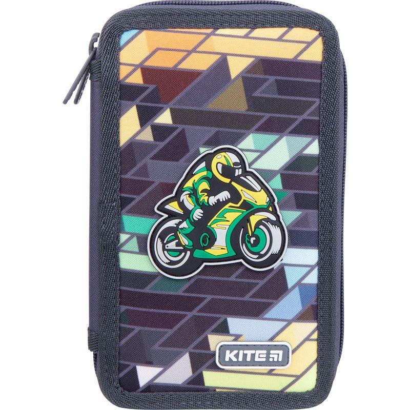 Пенал шкільний (2 відділення) Kite Education Motorbike K21-623-2