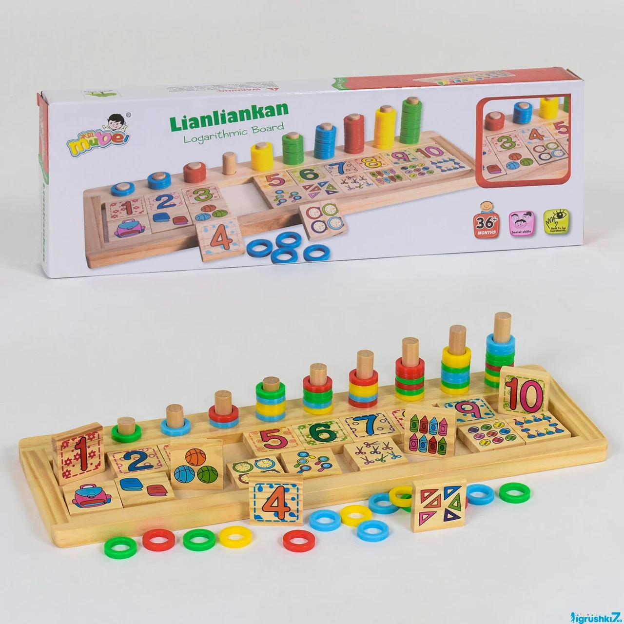Дерев'яна гра Математика С 39286 в коробці, фото 1