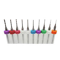 Набір з 10 свердел 0.3-1.2мм, хвостовик 3.175мм, карбід вольфраму, для дрилів і граверів