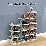 Проста складана полиця для взуття, 4 полиці штабельована пластикова полиця для взуття, фото 2