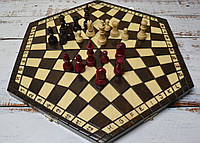 Шахматы из дерева игра на троих (38х42см.)