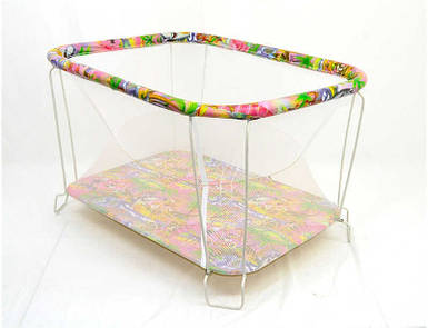 Дитячий ігровий манеж (прямокутне, м'яке дно, сітка) №10 "Пальми"