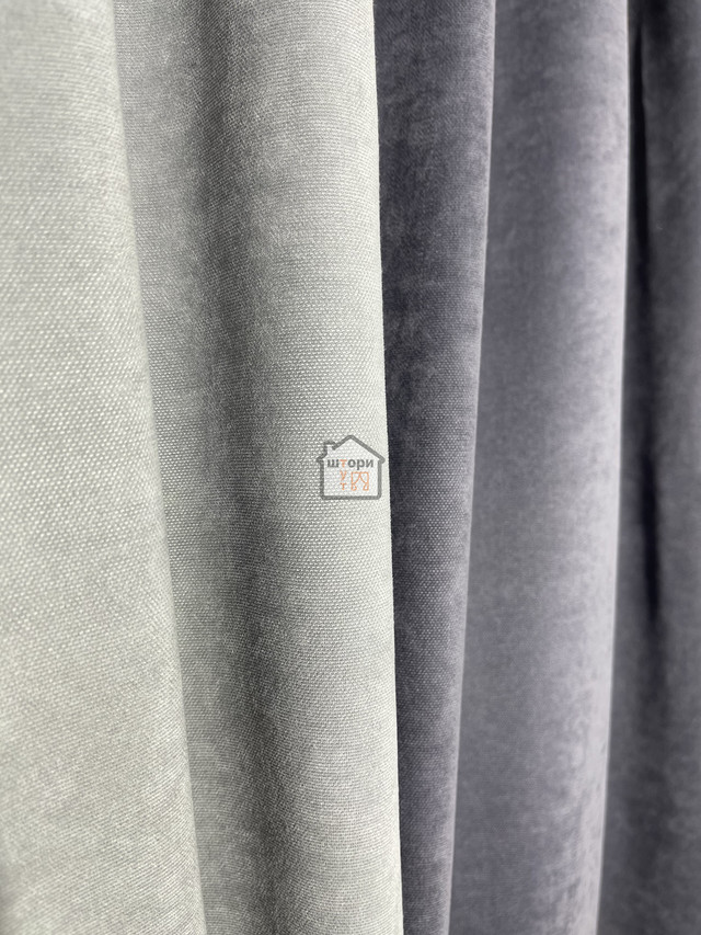 штори мікровелюр двокольорові темно-сірий та сірий
