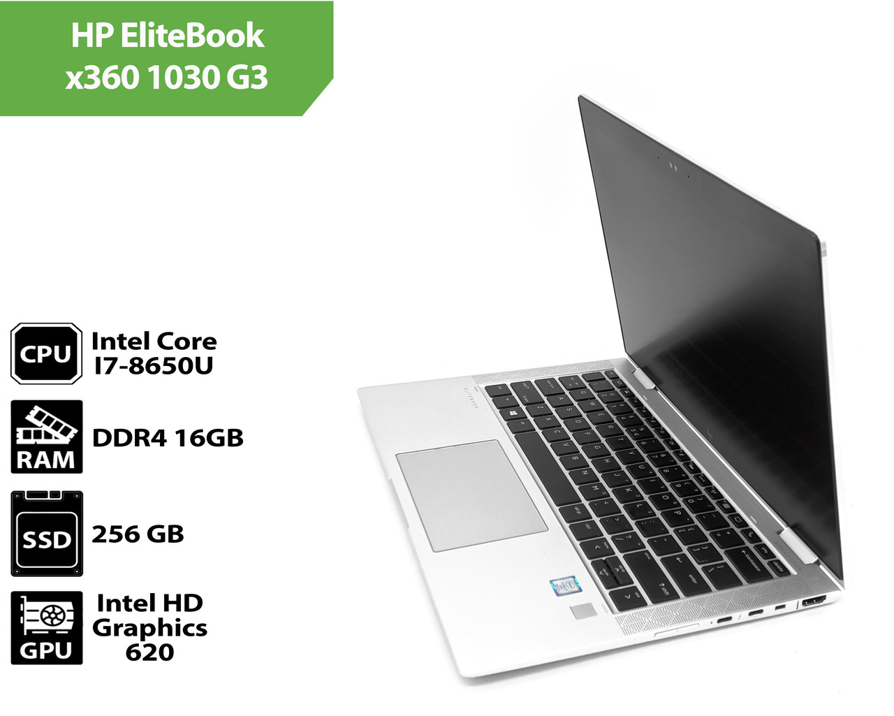 Ноутбук HP EliteBook x360 1030 G3 (13.3" / Intel Core I7-8650U / 16Gb / SSD 256Gb) Сенсорний дисплей