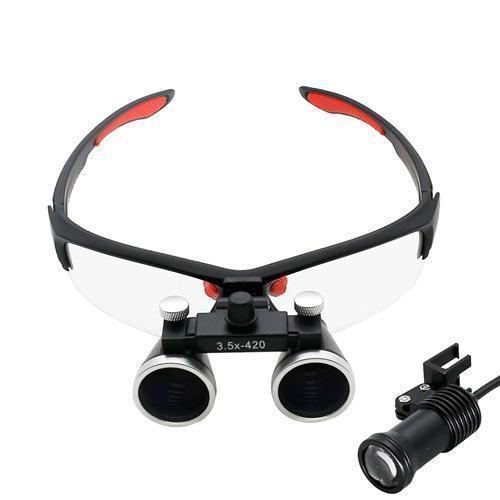 Бінокулярні збільшувальні окуляри лупа 3.5x 420мм з підсвіткою та АКБ 1800мАг, з регулюванням міжзіничної відстані, фото 1