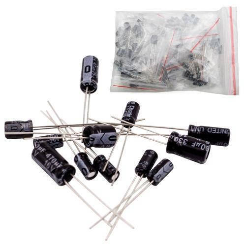 Набор из 120 конденсаторов электролитических 0.22-470мкФ 10-50В (ID ...