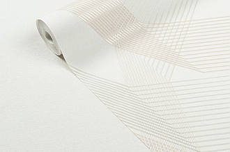 Метрові світлі шпалери для залу і вітальні, шпалери геометрія гарячого тиснення Vinil LS Грані ТФШ 1-1431