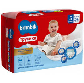 Одноразові підгузки-трусики Bambik Розмір 5 (12-17 кг), 34 шт.