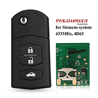 Выкидной ключ Mazda 2, 5, 6 (Мазда) 3 кнопки 433 Mhz