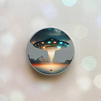 Держатель для смартфона / планшета попсокет Popsocket Серый :: Тарелка UFO (принт 241)