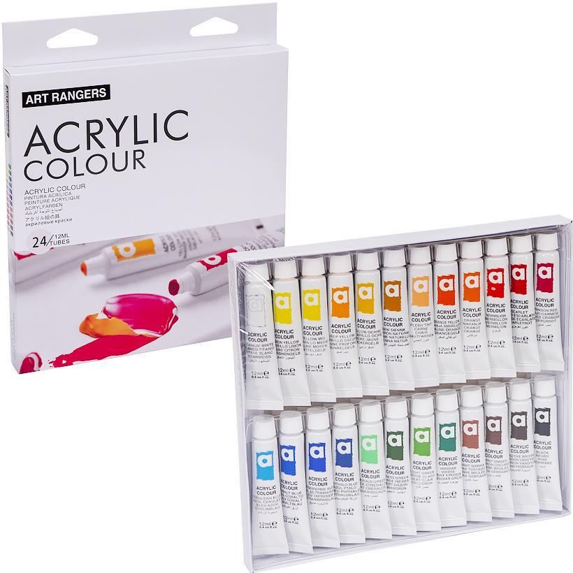 Акрилові фарби для малювання в тюбиках набір 24 кольори по 12мл Art Rangers
