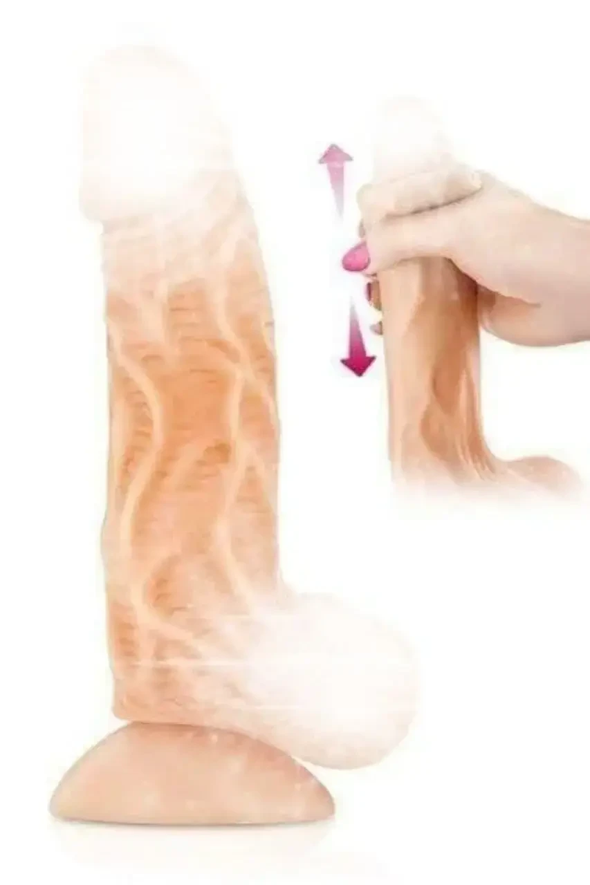 Фалоімітатор із рухомою крайньою плоттю Real Body — Real JO, діаметр 4 см, TPE 18+
