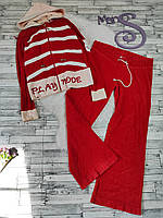 Женский спортивный костюм Playmode красный микровельвет кофта и штаны Размер 46 М